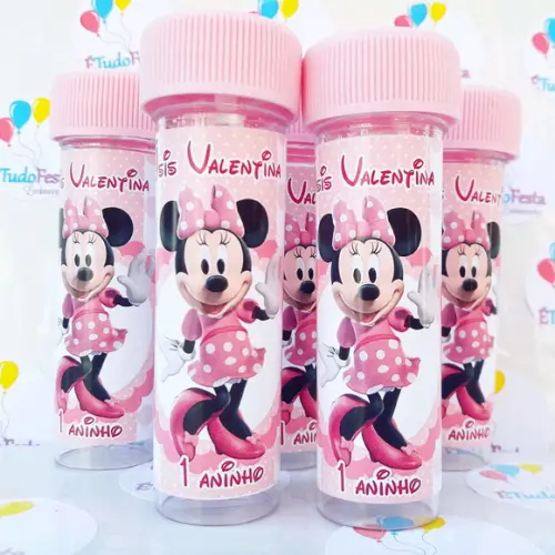 Frasco bolinha de sabão Minnie Rosa