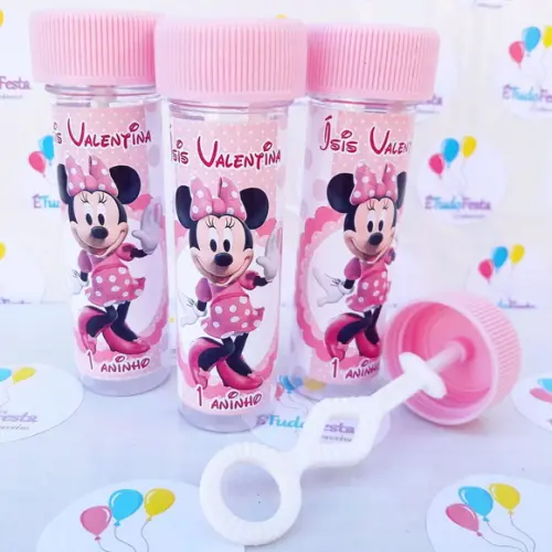 Frasco bolinha de sabão Minnie Rosa