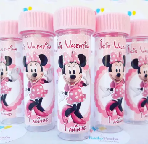 Frasco bolinha de sabão Minnie Rosa