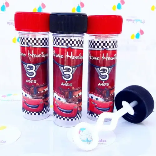 Frasco bolinha de sabão personalizado Carros disney