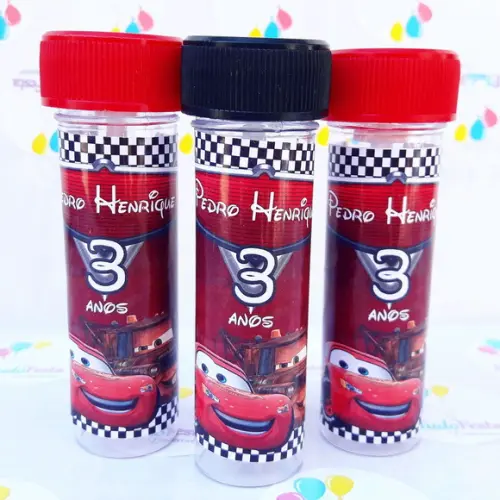 Frasco bolinha de sabão personalizado Carros disney