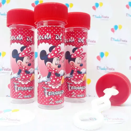 Frasco bolinha de sabão personalizado Minnie Vermelha