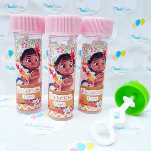 Frasco bolinha de sabão personalizado Moana baby