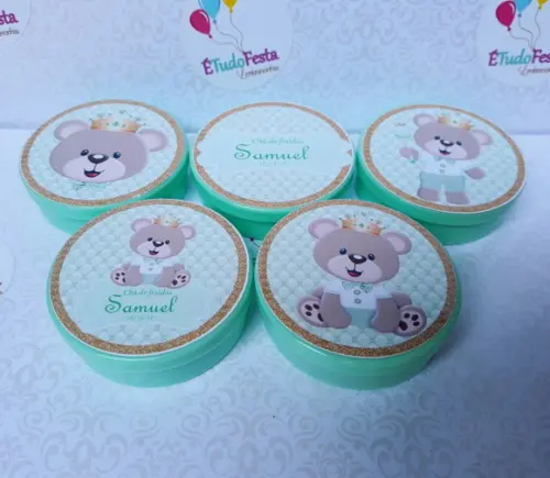 Kit Chá de Bebê personalizado Ursinho de coroa - Verde