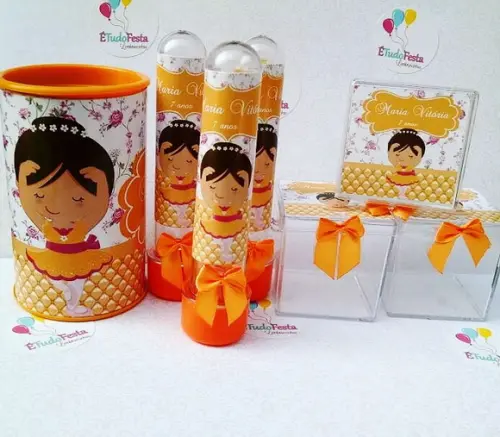 Kit festa infantil personalizado - Bailarina (laranja)