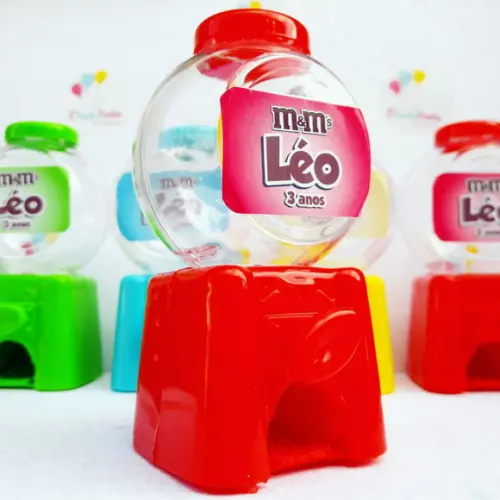 Mini baleiro retrô personalizado M&Ms - Vermelho
