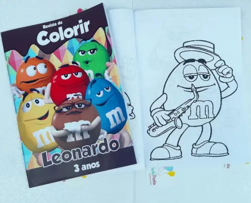 Revista para colorir personalizada m&ms