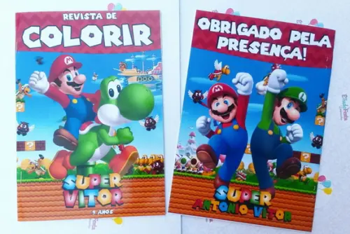 Revista de colorir personalizada - Super Mario