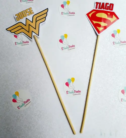 Topper para centro de mesa personalizado Liga da Justiça