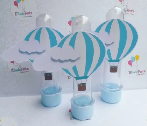Tubete 3d personalizado - Balão de ar quente (azul e branco)