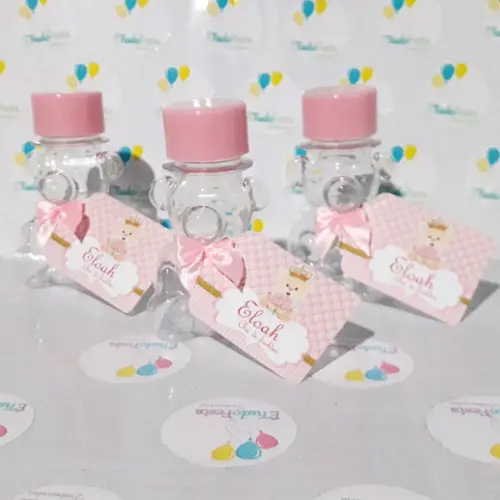 Tubete personalizado Ursinha de coroa - Rosa