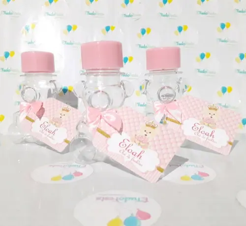 Tubete personalizado Ursinha de coroa - Rosa