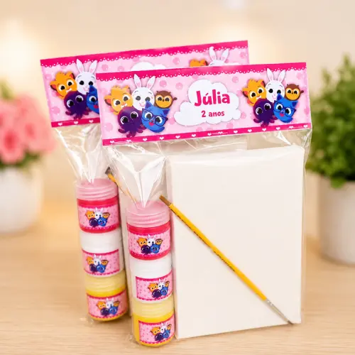 Kit Pintura em Tela - Bolofofos Rosa Menina