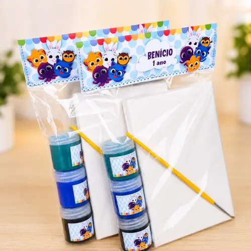 Kit Pintura em Tela - Bolofofos Azul Menino