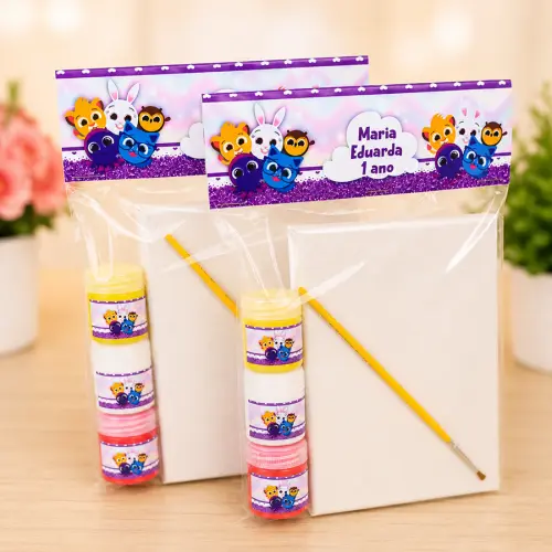 Kit Pintura em Tela - Bolofofos Roxo Menina