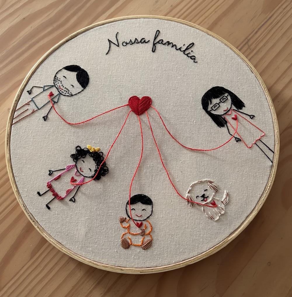 Quadro bordado famiLINHA