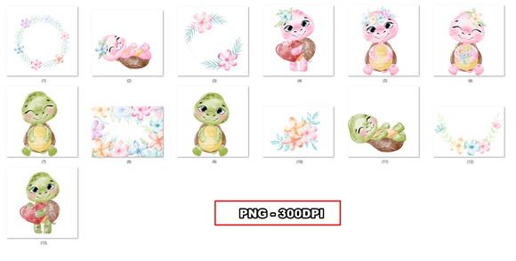 Kit Digital Tartarugas Baby Aquarela