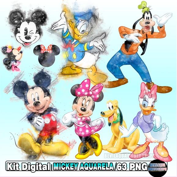 Kit Digital Turma Do Mickey Aquarela