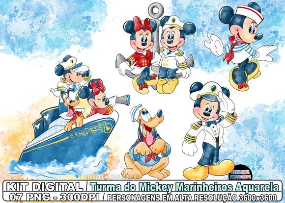 Kit Digital Turma do Mickey Marinheiros Aquarela