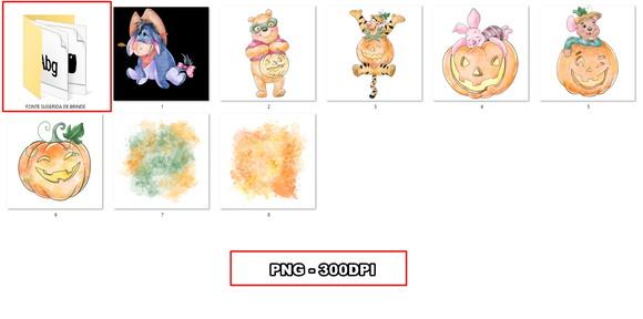 Kit Digital Ursinho Pooh Halloween Aquarela