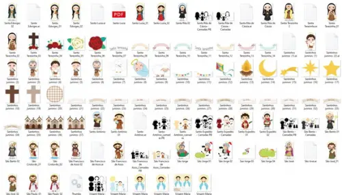 Kit Digital 37 Santinhos & Anjinhos Diversos / Png e Vetor