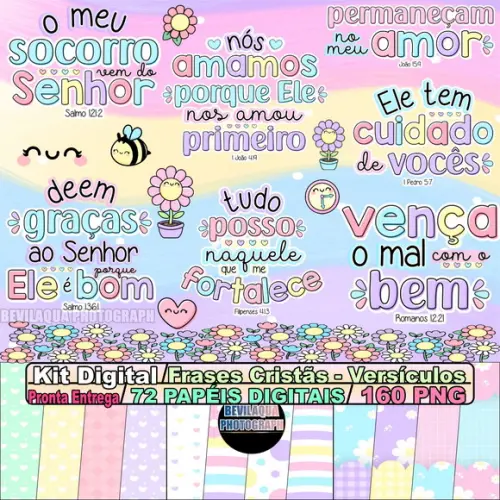 Kit Digital Frases Cristãs - Versículos