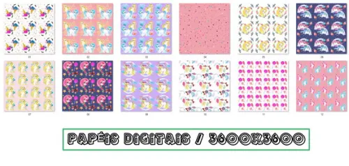 Kit Digital Sonhe Como Unicórnios Aquarela