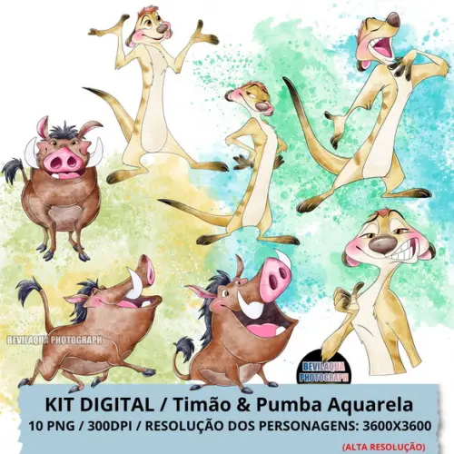 Kit Digital Timão & Pumba Aquarela