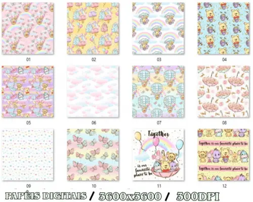 Kit Digital Ursinho Pooh Aquarela Cute