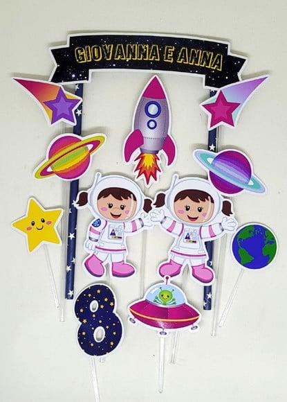 Topo de Bolo Astronauta Menina