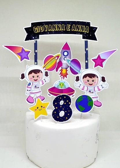 Topo de Bolo Astronauta Menina