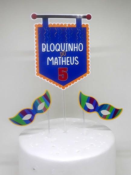 Topo de Bolo Bloquinho de Carnaval