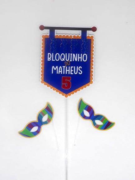 Topo de Bolo Bloquinho de Carnaval