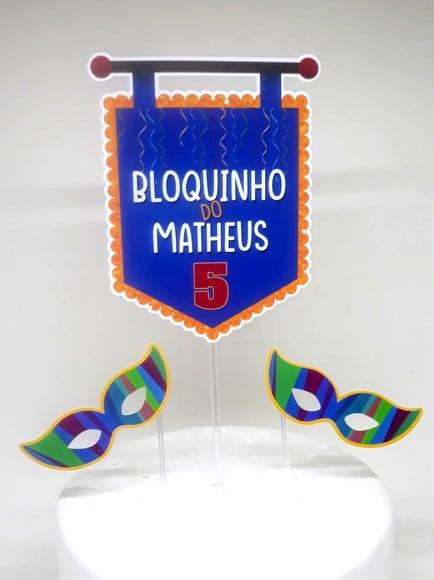 Topo de Bolo Bloquinho de Carnaval