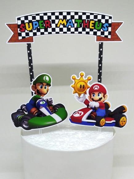Topo de Bolo Mario e Luiggi Kart