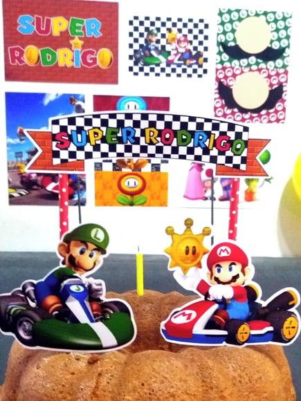 Topo de Bolo Mario e Luiggi Kart