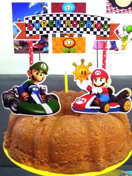 Topo de Bolo Mario e Luiggi Kart