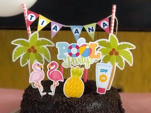 Topo de Bolo Pool Party Modelo 2