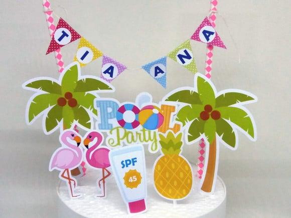 Topo de Bolo Pool Party Modelo 2