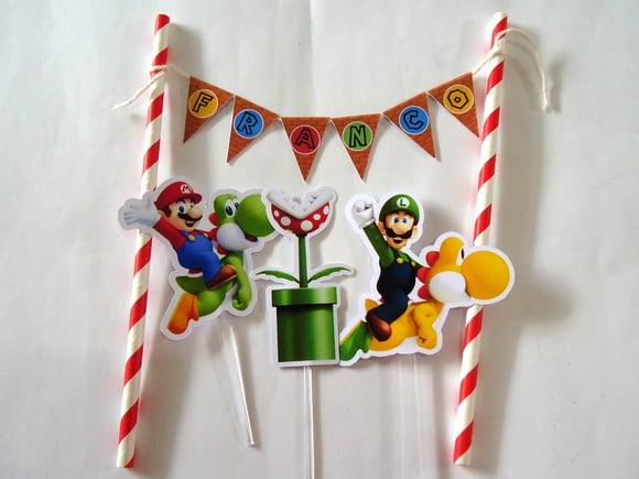 Topo de Bolo Super Mario Bros e Luiggi