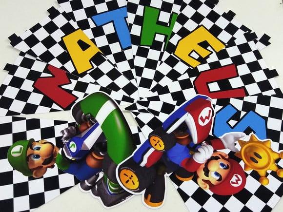 Bandeirinha Mario e Luiggi Kart