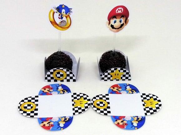 Kit Forminha + Toper Docinho Mario Kart e Sonic Kart