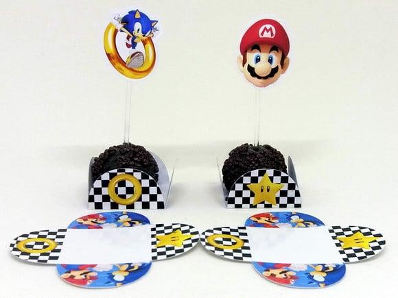 Kit Forminha + Toper Docinho Mario Kart e Sonic Kart