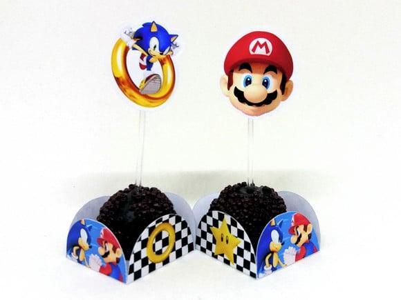 Kit Forminha + Toper Docinho Mario Kart e Sonic Kart