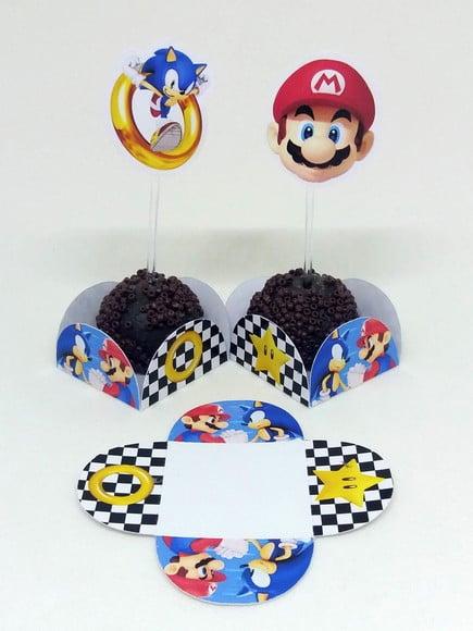 Kit Forminha + Toper Docinho Mario Kart e Sonic Kart