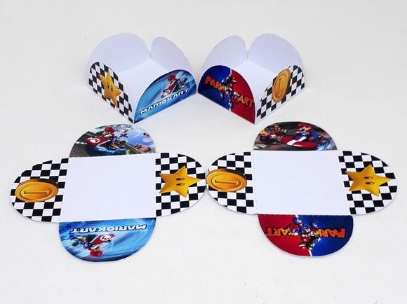 Kit Forminhas e Toper Docinhos com 60 itens Mario Kart