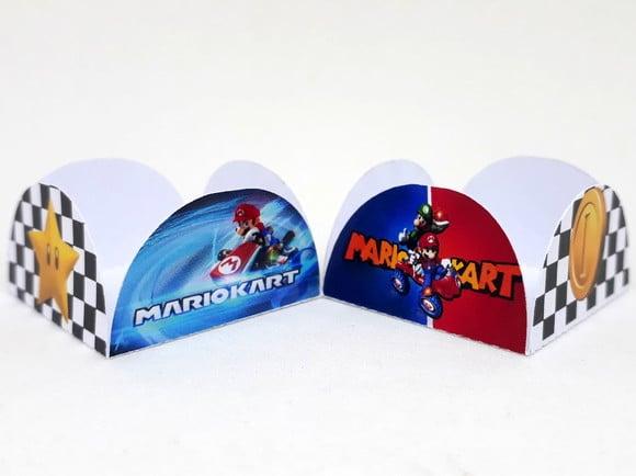 Kit Forminhas e Toper Docinhos com 60 itens Mario Kart