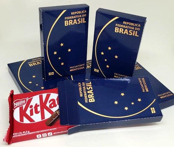 Kit Nº4 50 Caixas Passaporte Viagem Brasil para Kit Kat