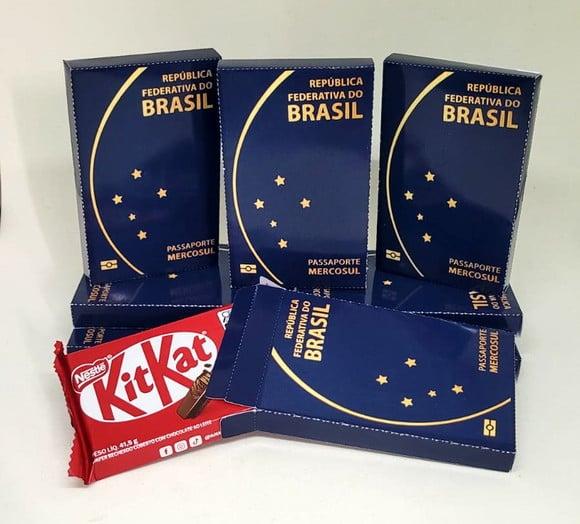 Kit Nº4 50 Caixas Passaporte Viagem Brasil para Kit Kat