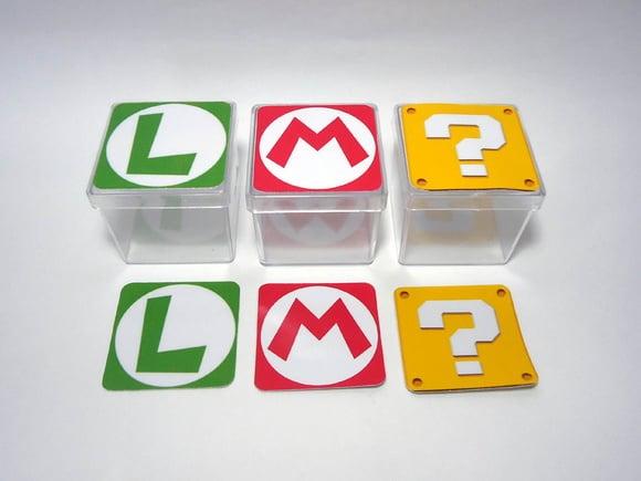30 Apliques Adesivo para Caixa Acrílica 5x5 Super Mario Bros e L